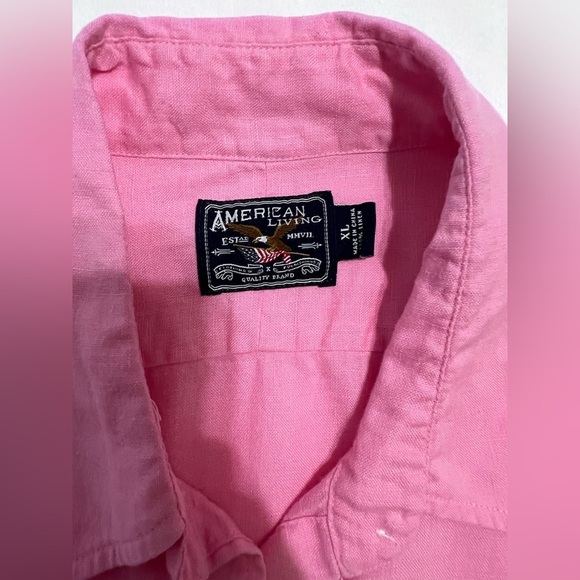 America Living Women’s XL Long Sleeve Pink Button Up 100% Linen Blouse - Picture 6 of 7